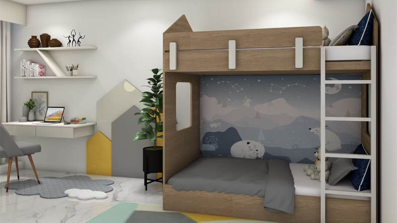 Desain Tempat Tidur Tingkat Bentuk Rumah