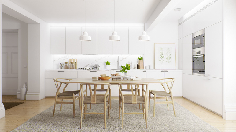 Desain Rumah Makan Scandinavian Dengan Karpet | Home-designing.com